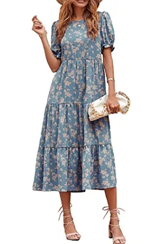 Prettygarden Casual Boho Dress Floral Print
