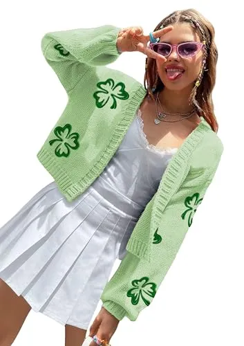 Womens Shamrock Sweater Cardigan