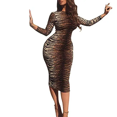 LuFeng High-Neck Tigerskin Dress