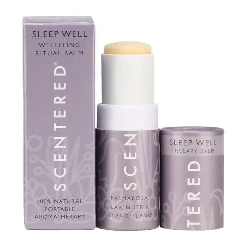 Scentered Sleep Well Aromatherapy Essential Oils Balm Stick - Sleep Aid for Restful Sleep & Relaxation - All-Natural Blend of Lavender, Chamomile, Ylang Ylang
