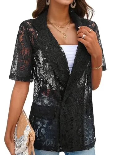 Bae Mod Short-Sleeve Lace Blazer