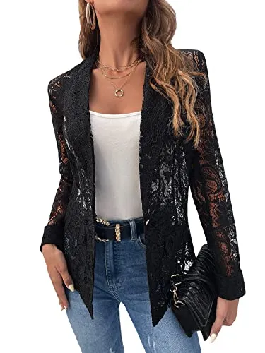 Wdirara Lace Open-Front Blazer