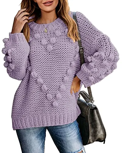 Saodimallsu Womens Oversized Chunky Dot Heart Sweater