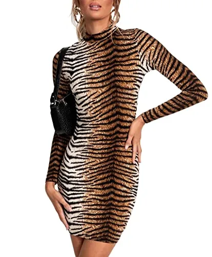Bydiva Tiger-Print Bodycon Mini Dress