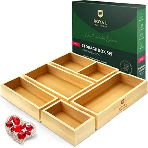 ROYAL CRAFT WOOD Luxury Bamboo Makeup Organizer