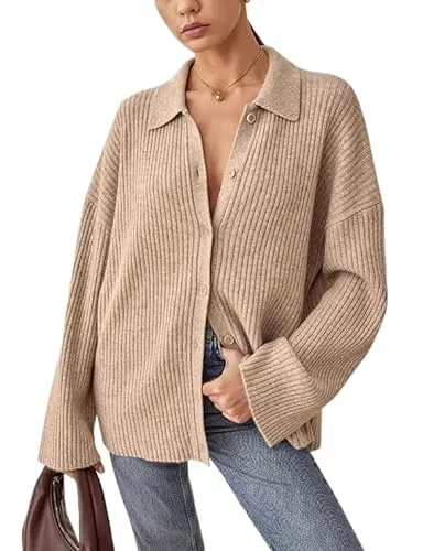 Mundoven Lapel Collar Cardigan Sweater