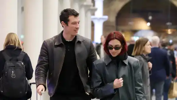 Feature Dua Lipa and Boyfriend Callum Turner Travel Together in Style in Coordinated Leather Jackets