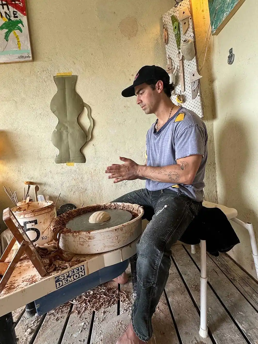 Joe Jonas Shows off His Artistic Skills While Trading in the Music Studio for Pottery Studio