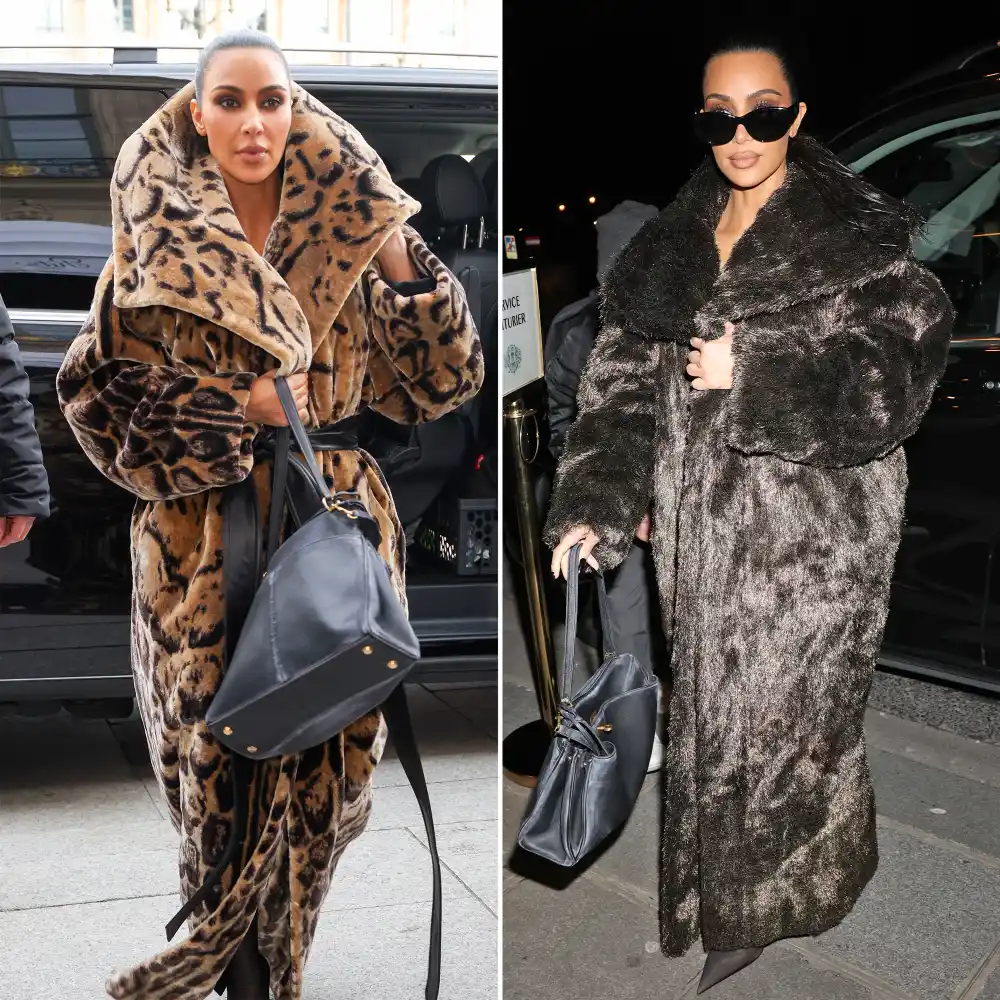 Kim Kardashian Steps out In 2 Back-To-Back Fur Coats During Paris Fashion Week
