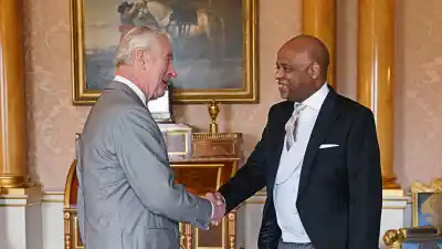 King Charles Meets High Commissioner of Jamaica Alexander Williams