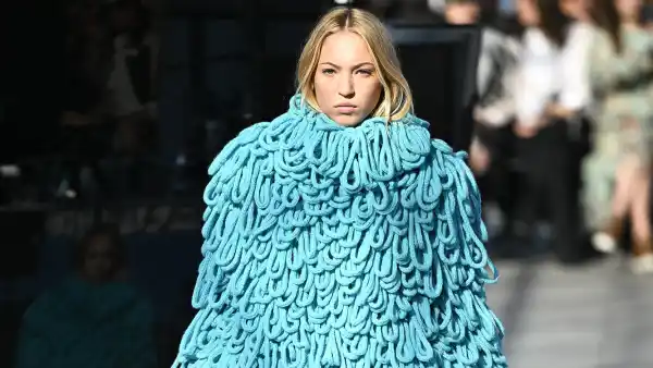 Lila Moss Hits the Stella McCartney Runway in Blue Mop Like Dress at Paris Fashion