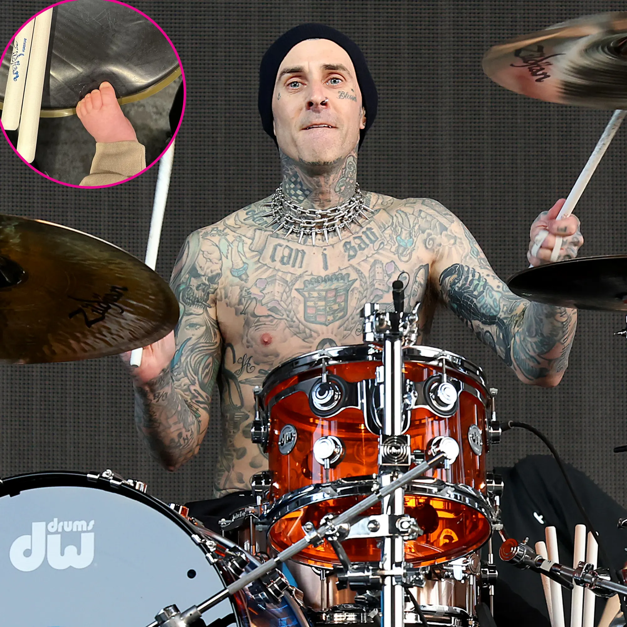 Rocky Makes Sweet Cameo in Travis Barker&rsquo;s Drum Kit Pic: &lsquo;Tour Was Over, We&rsquo;d Survived&rsquo;