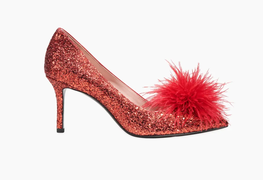 kate spade new york Marabou 75MM Glitter Pumps