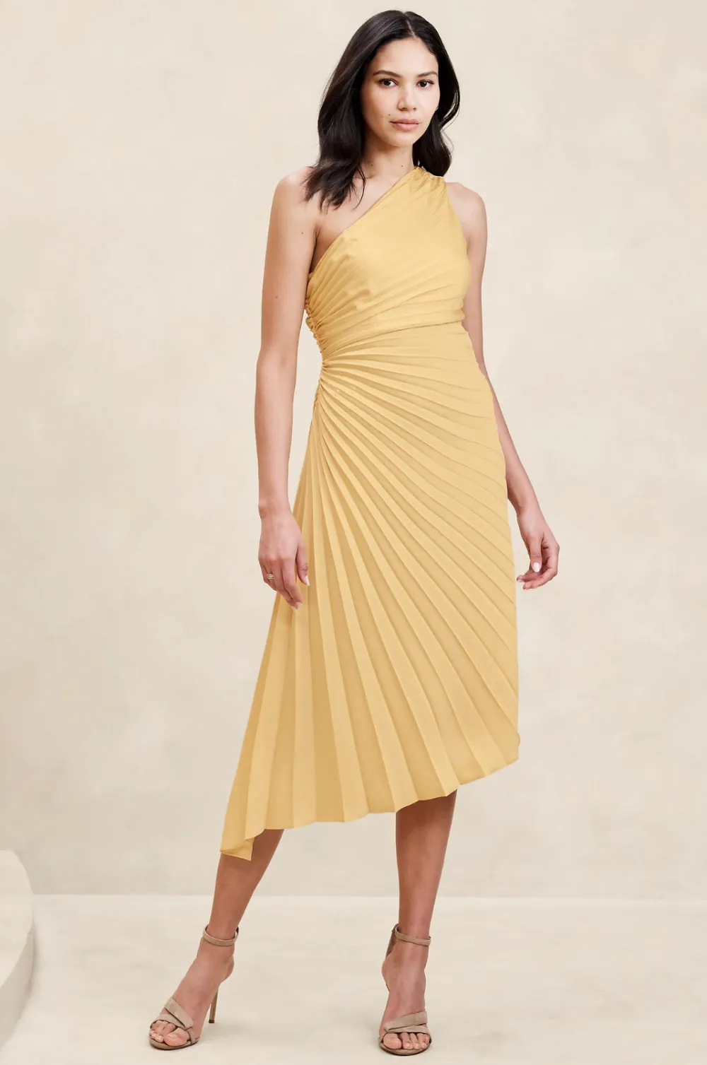 Banana Republic Factory One-Shoulder Pleated Midi Dress