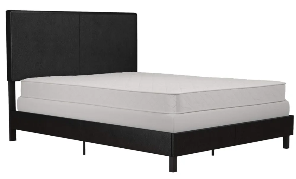 DHP Janford Upholstered Platform Bed with Modern Vertical Stitching on Rectangular Headboard