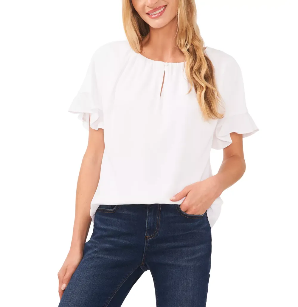 CeCe Women's Short Sleeve Drop Shoulder Wide Scoop Neck Blouse macy's