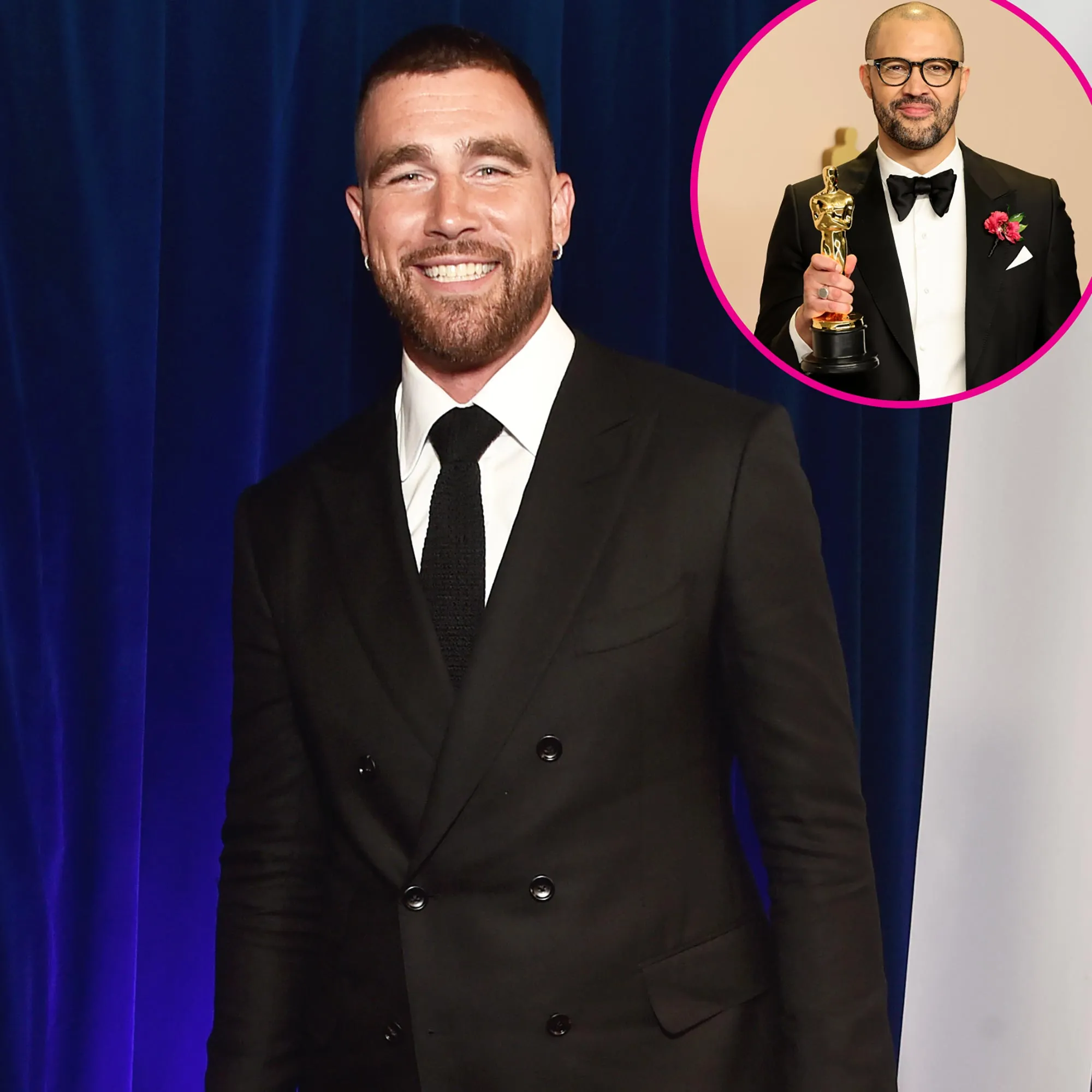 Travis Kelce Holds Up Cord Jeffersons Oscar Statue in New Snap From Afterparty