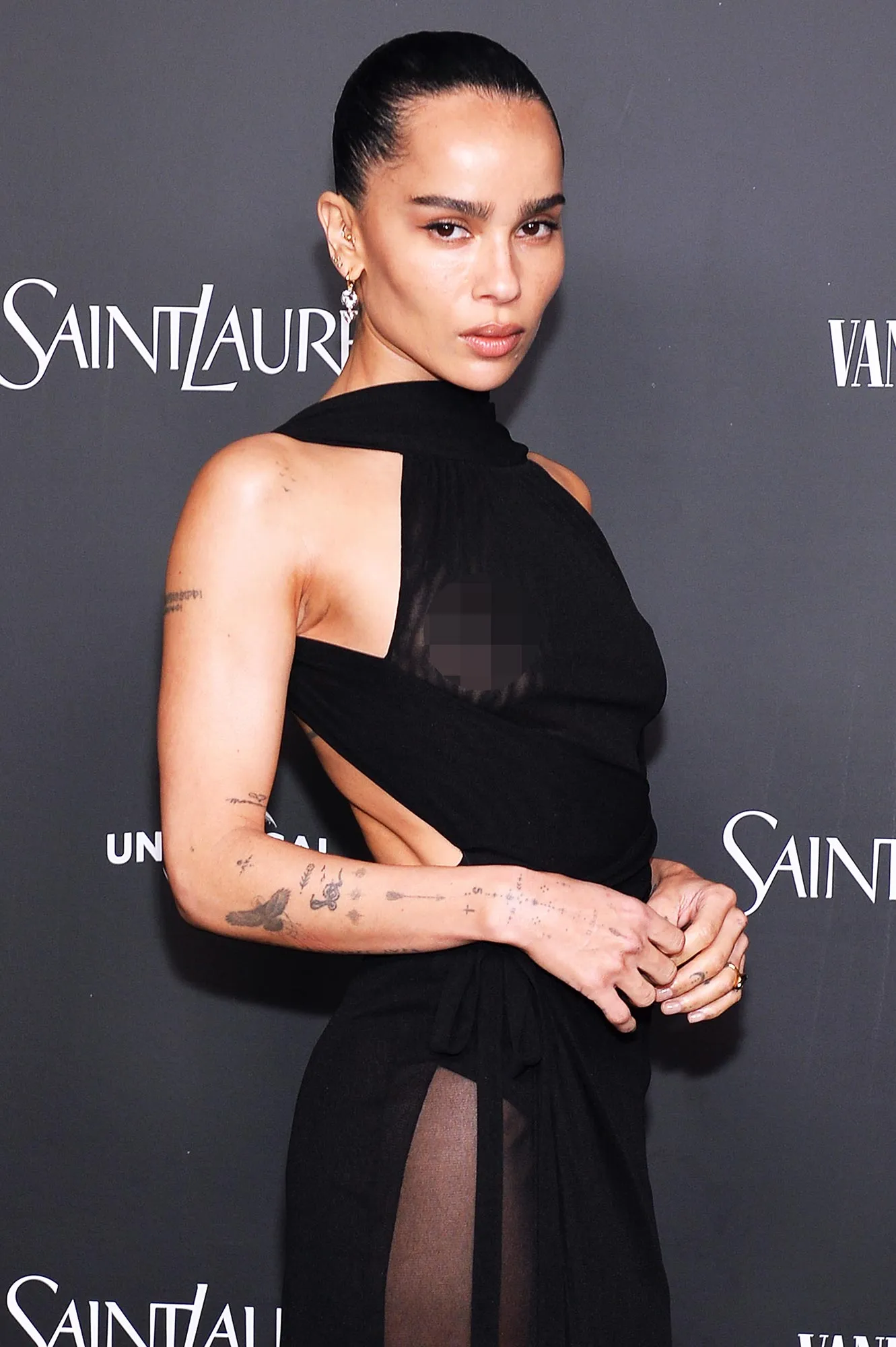 Zoe Kravitz Frees the Nipple at Pre Oscar Oppenheimer Party