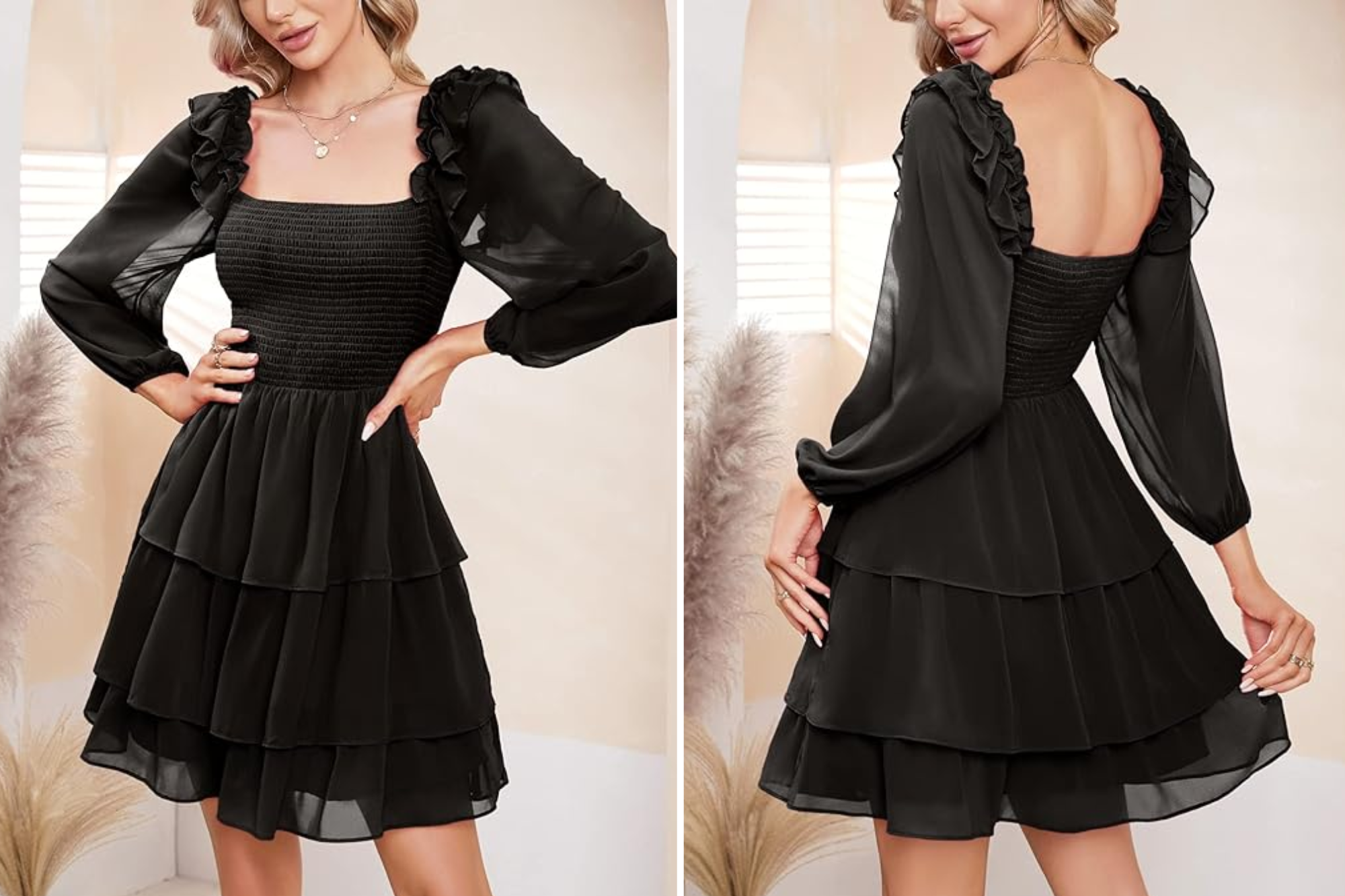 Byinns Smocked Ruffle Mini Dress