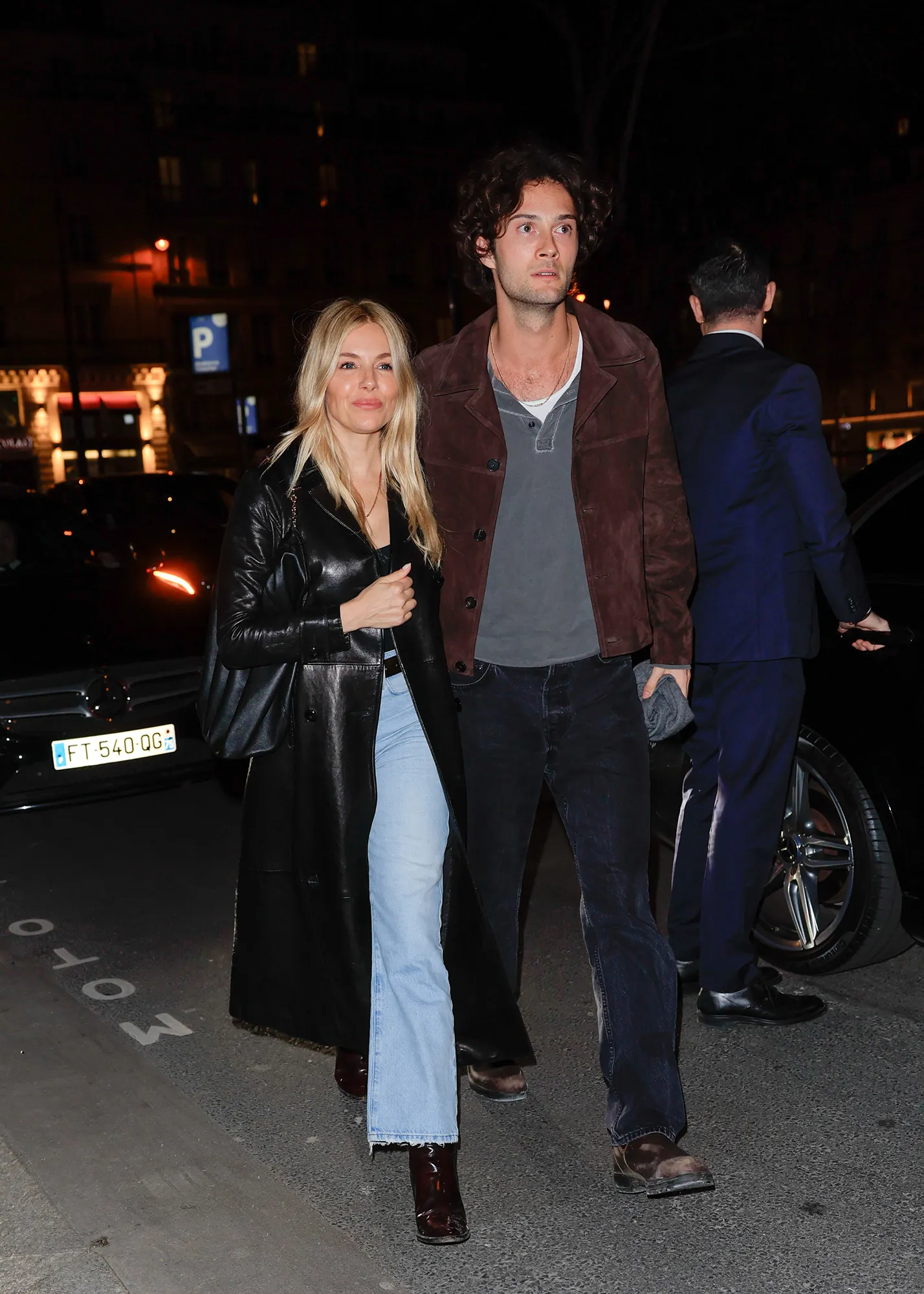 Sienna Miller and Oli Green in Paris on March 3, 2024.