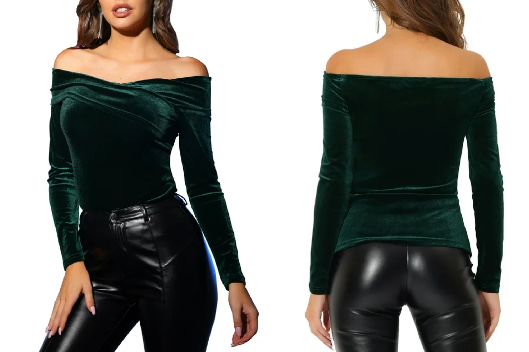 Unique Bargains Velvet Off-Shoulder Top