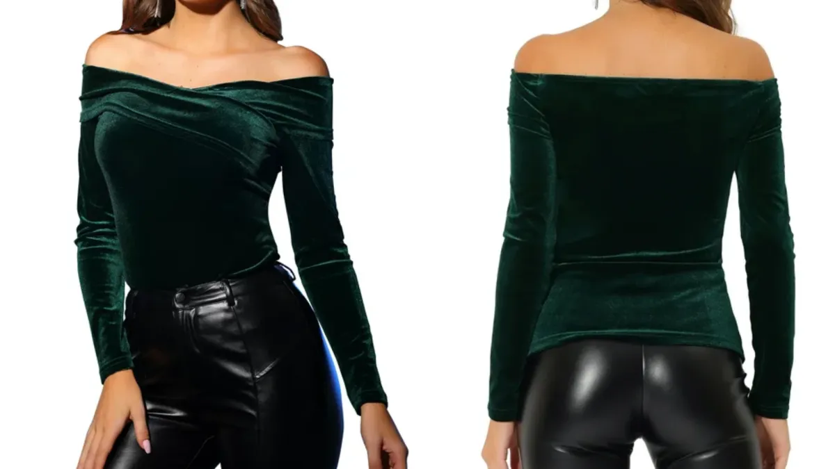Unique Bargains Velvet Off-Shoulder Top
