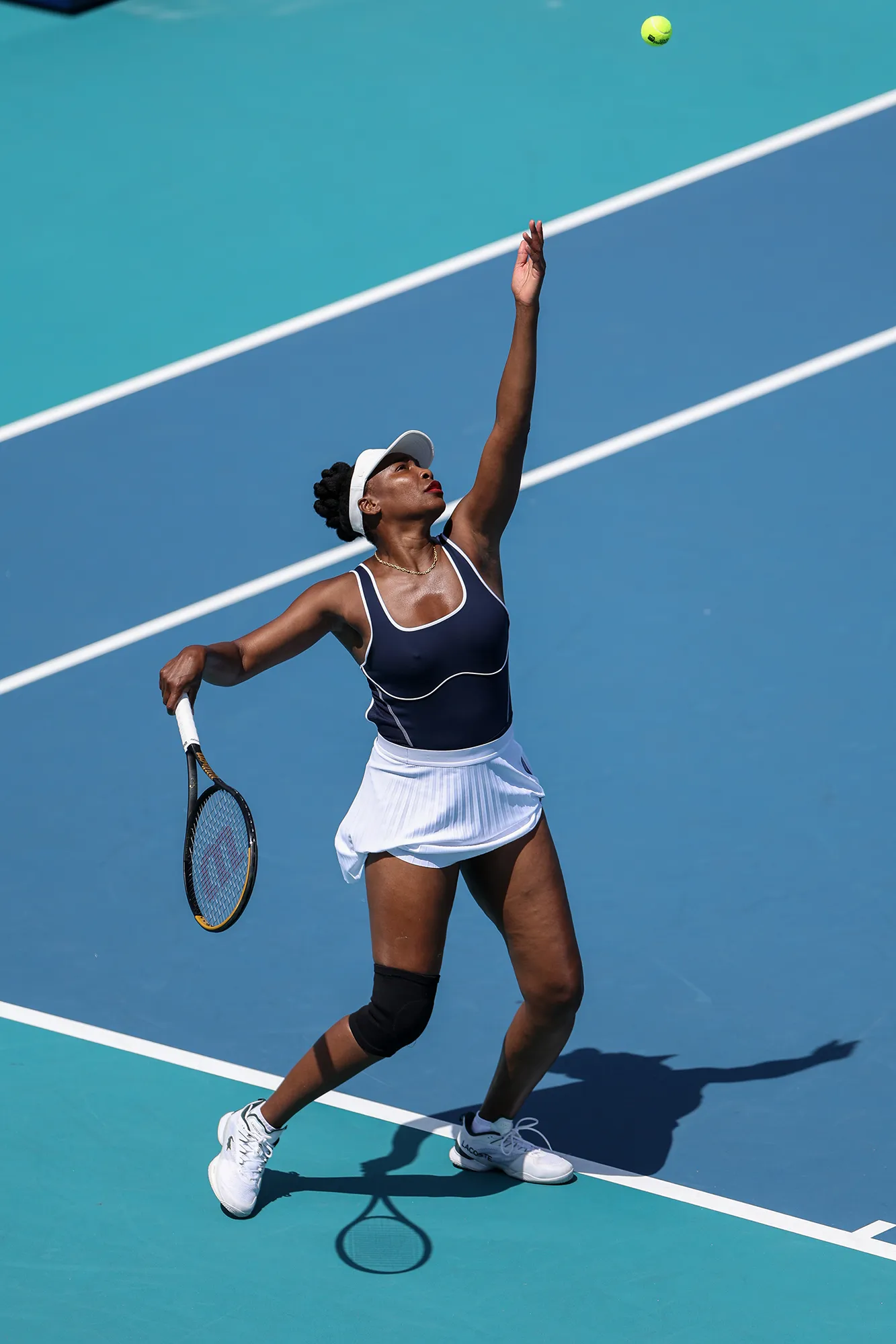 Venus Williams competing at the Miami Open on March 19, 2024.