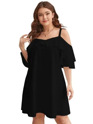 Soly Hux Plus Size Cold-Shoulder Dress