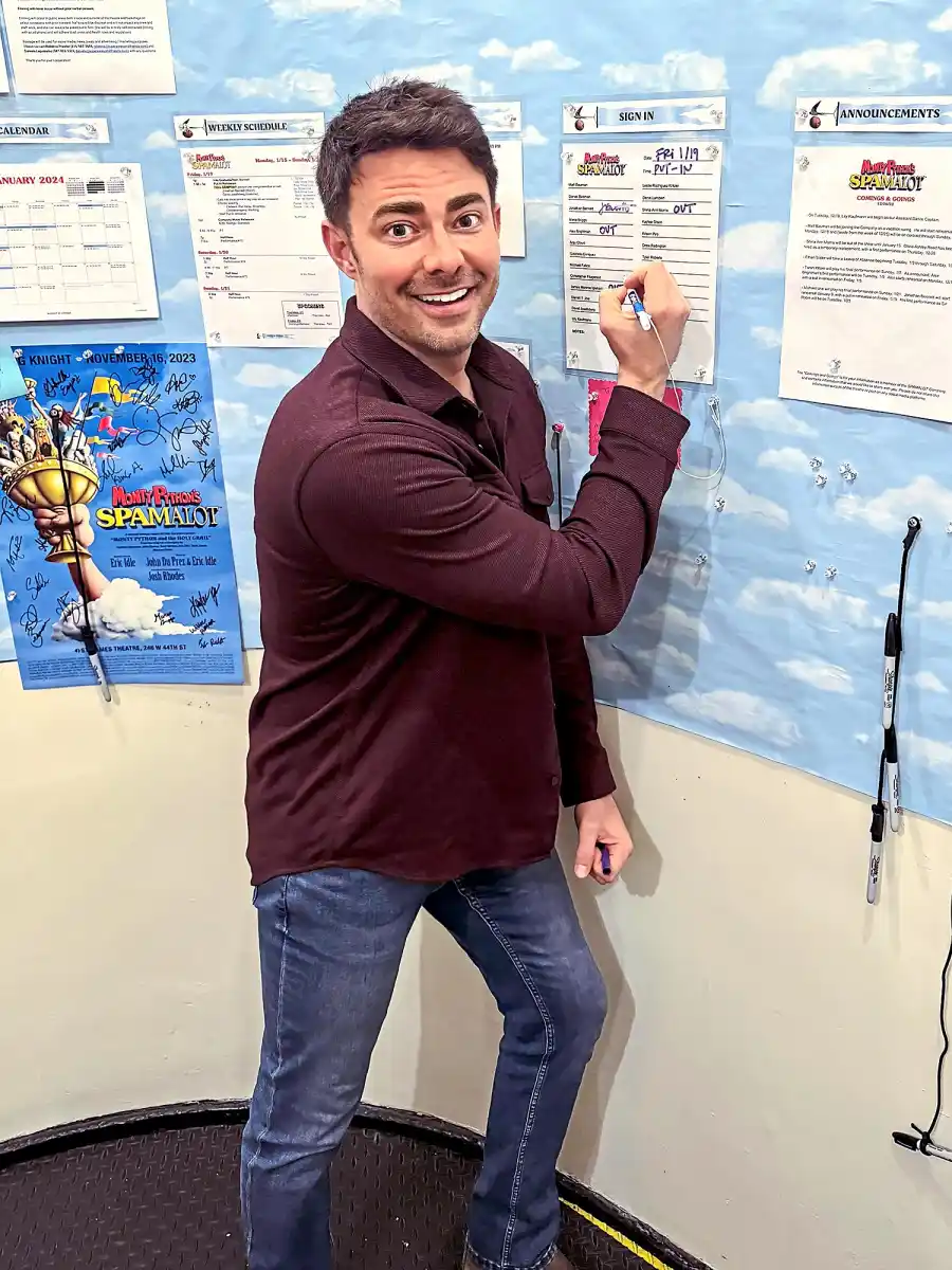 Inside Jonathan Bennett's Chaotic Night in 'Monty Python's Spamalot' on Broadway