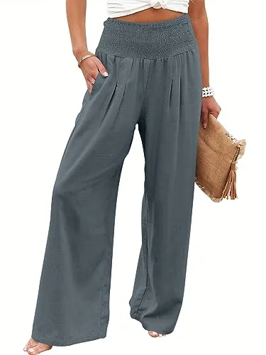 ANRABESS Women Linen Palazzo Pants