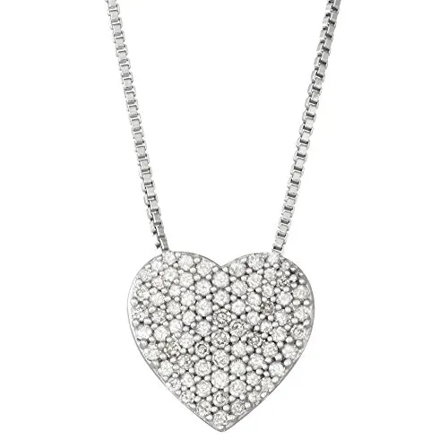 Hdiamonds Sterling Silver Diamond Heart Necklace