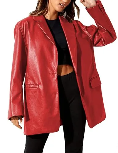 Abyovrt Faux-Leather Blazer