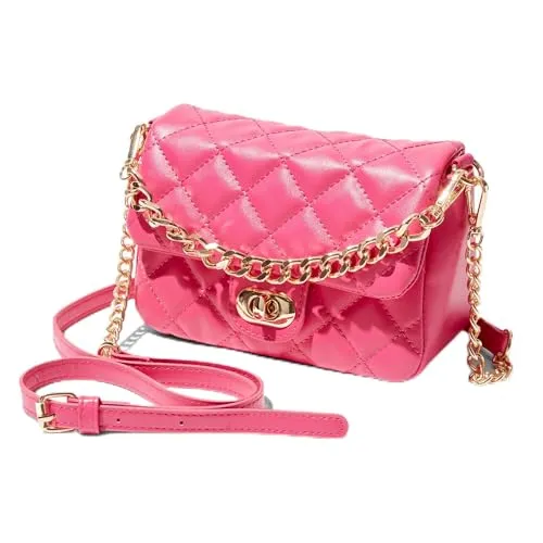 Claire&rsquo;s Hot Pink Quilted Crossbody Bag