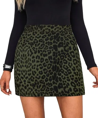 Mingnos Faux-Suede Leopard Miniskirt