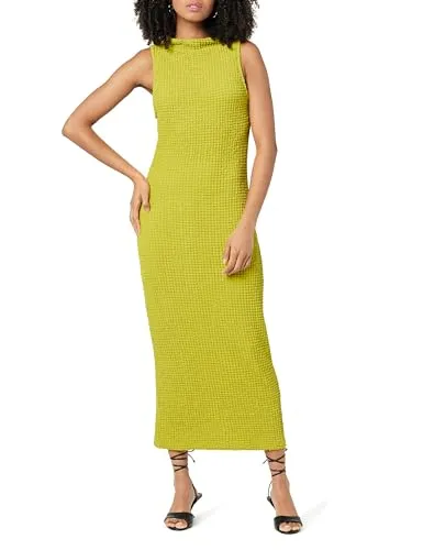 The Drop Lena High Neck Textured Midi Dress