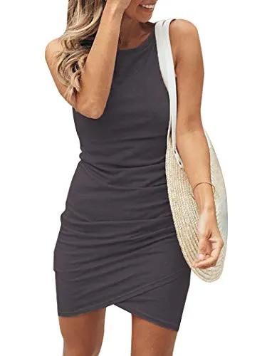 Btfbm Sleeveless Slim Fit Crew Neck Tank Dress