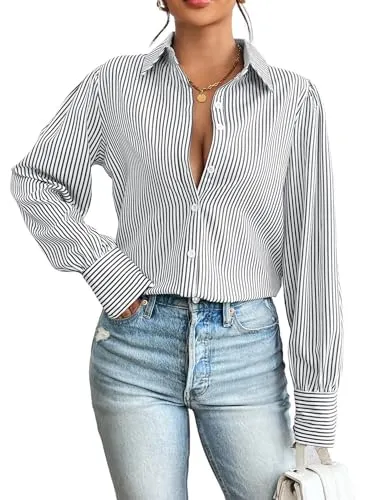 Zeagoo Business Casual Oversized Striped Top