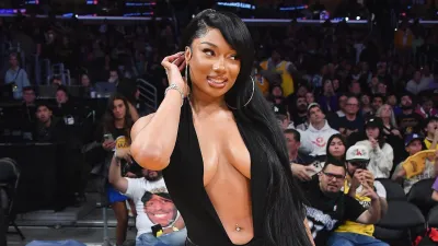 Megan Thee Stallions Courtside Style Includes a Daringly Low Top and a Lime Green Birkin