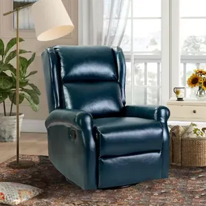 JAYDEN CREATION Chiang Contemporary Wingback Faux Leather Manual Swivel Recliner