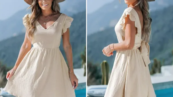 Cupshe V-Neck Flutter Sleeve Dress