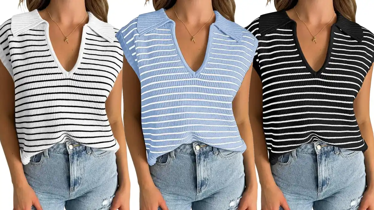 Yousify V-Neck Cap Sleeve Sweater Amazon