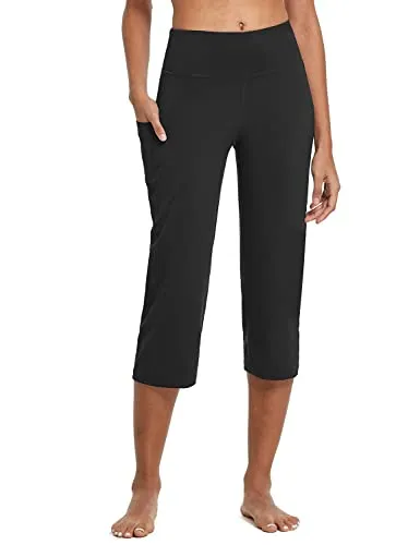 Baleaf Wide Leg Capris Yoga Pants With Pockets