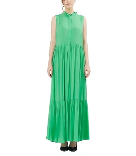 Sandy & Sid Sleeveless Ruffle Maxi Shirtdress