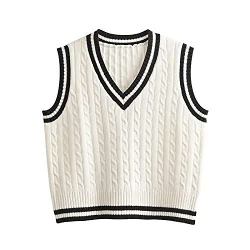 Hyipels Cable-Knit Sweater Vest