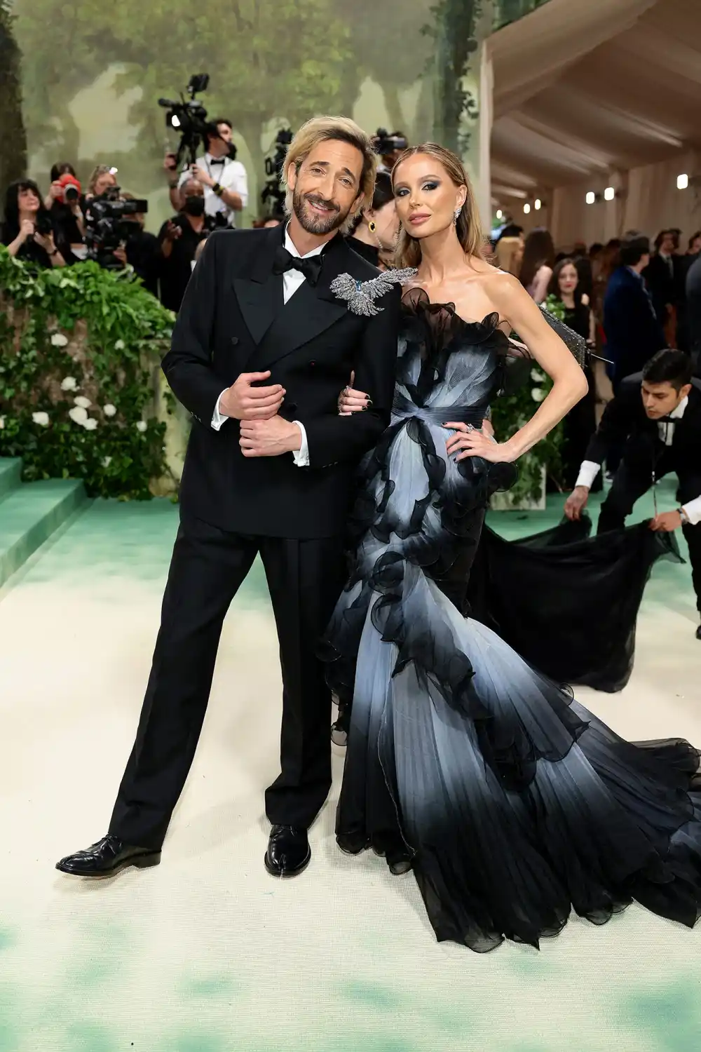 Adrien Brody Debuts Platinum Blonde Hair at 2024 Met Gala Georgina Chapman