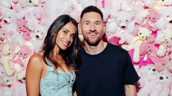 Antonella Ruccuzzo y Lionel Messi en la fiesta Bresh