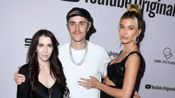 GettyImages-1202425524-Pattie-Mallette, Justin-Bieber and Hailey Bieber at Justin Bieber Seasons premiere