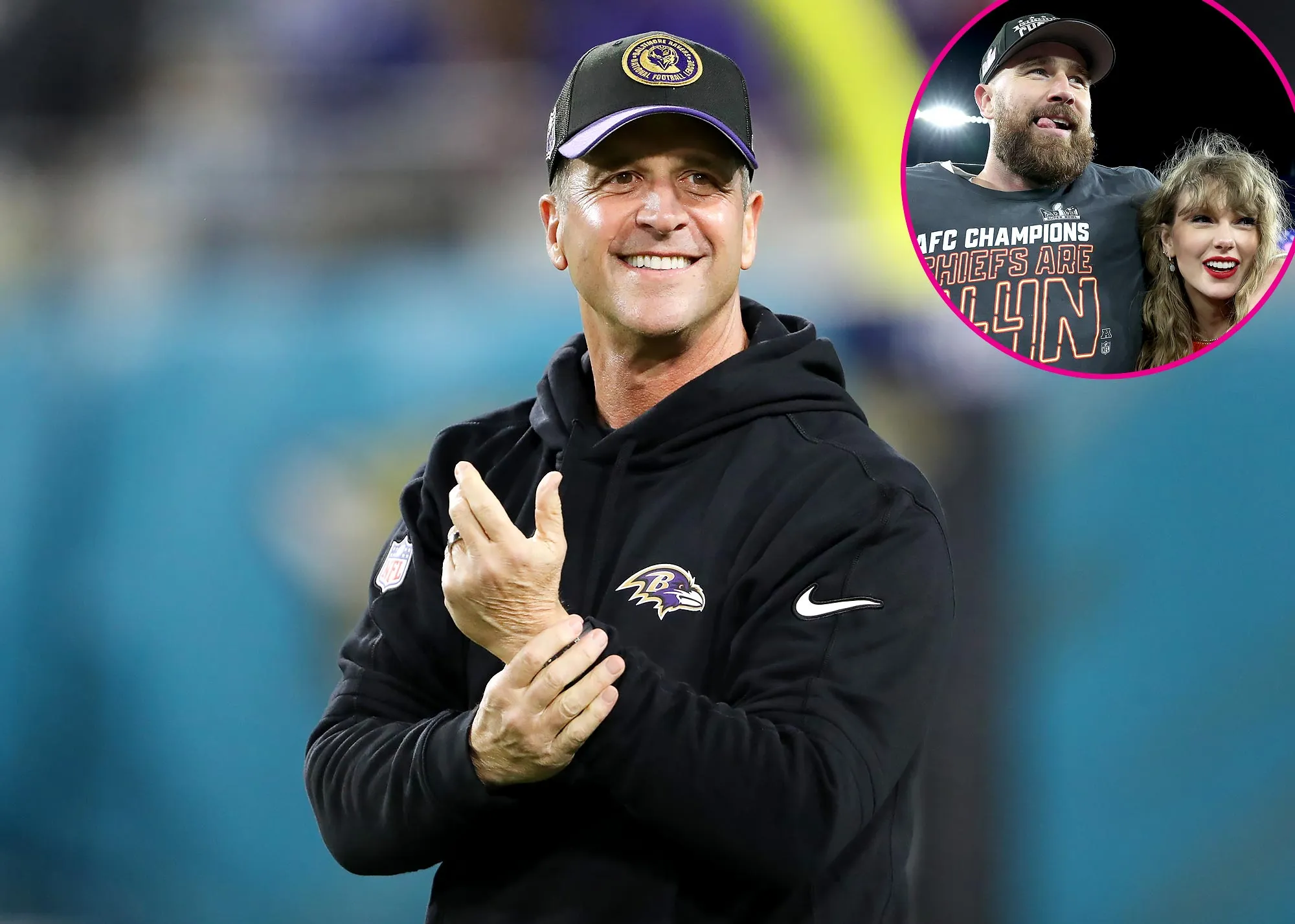 John Harbaugh Jokingly Hopes Travis Kelce Retires 'Soon' Because of Taylor Swift Relationship