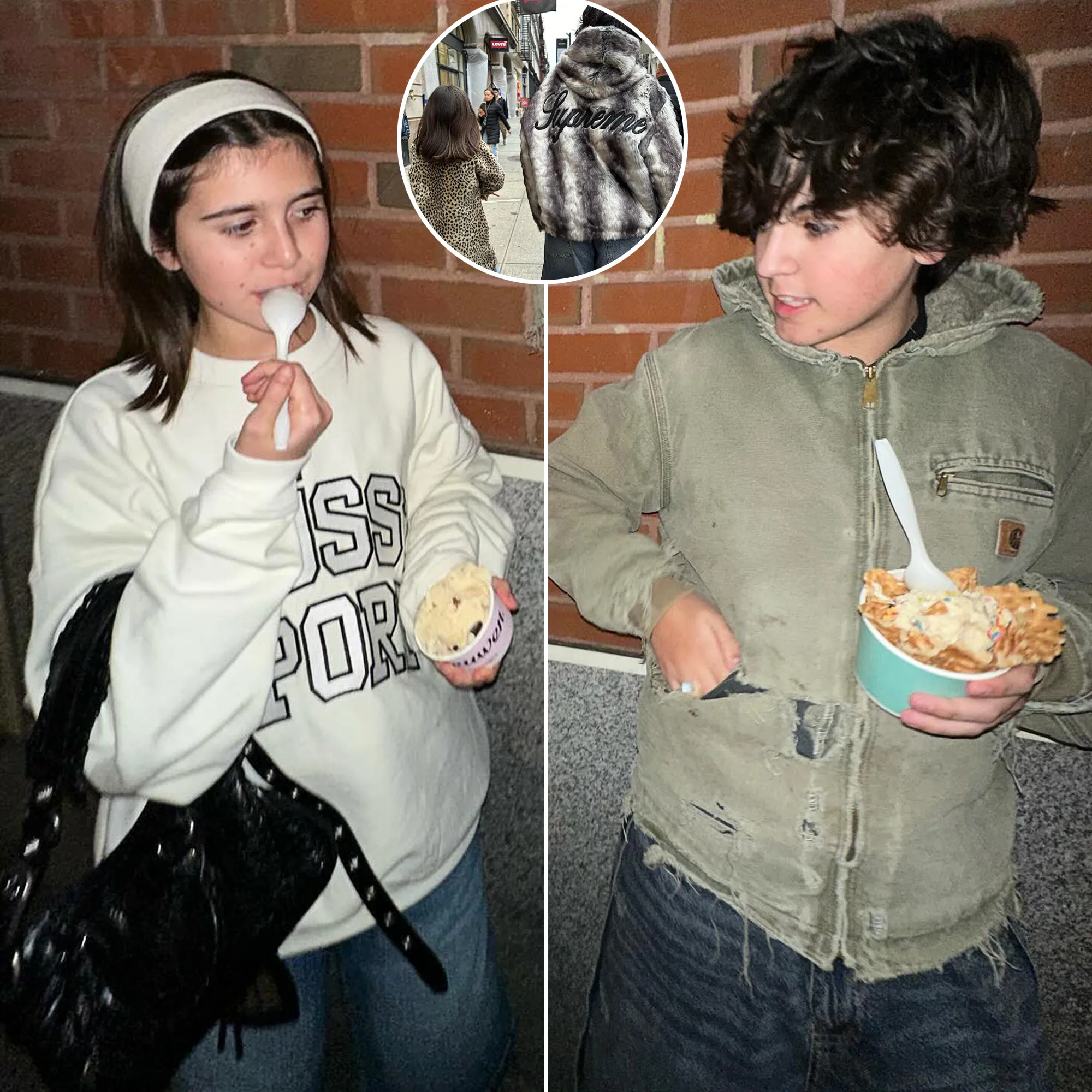 Mason and Penelope Disick Twin in Fur Coats