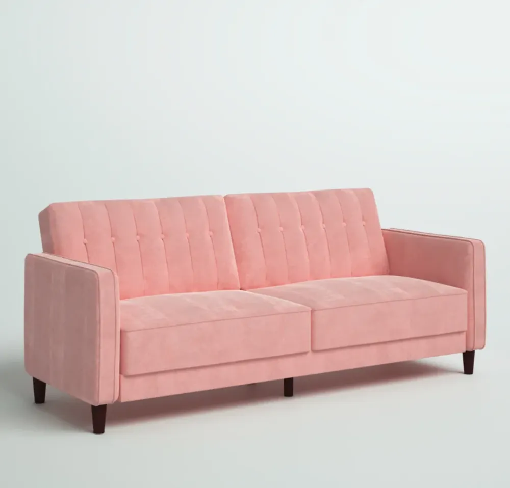 Mercury Row Perdue 81.5" Velvet Square Arm Convertible Sofa